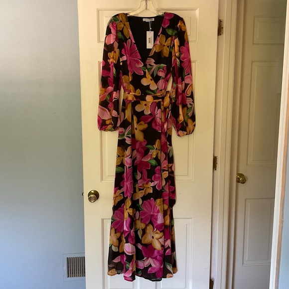 Baltic Born Katinka Wrap Maxi Dress Black Multi Floral Size S NWT Party Wedding - Picture 5 of 16